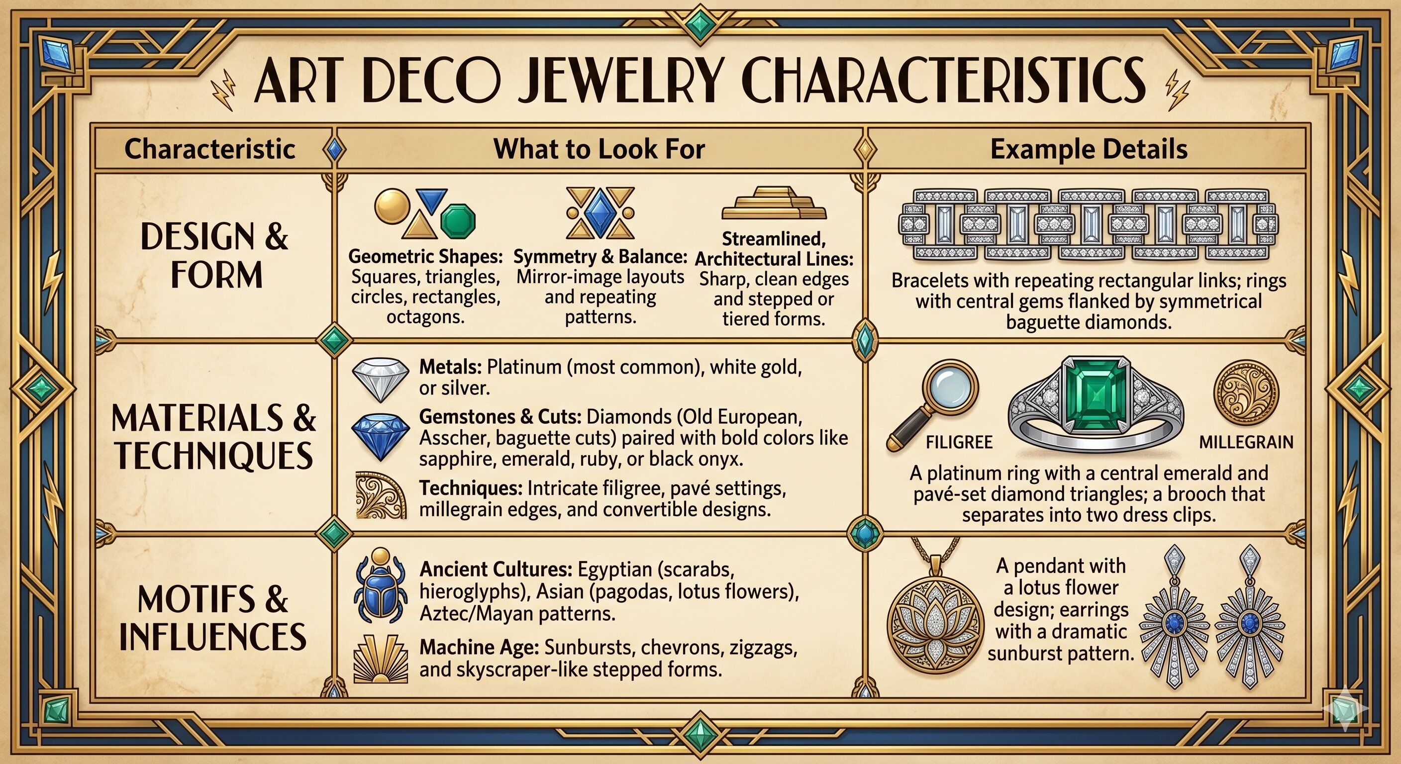 art deco jewelry characteristics